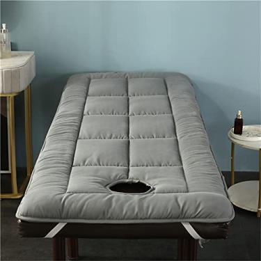 Imagem de MWNAGO Conjunto de almofada de mesa de massagem de spa e berço de rosto - Cama facial grossa macia e confortável e capa de encosto de cabeça 190,5 cm x 80 cm Colchão espesso com furos
