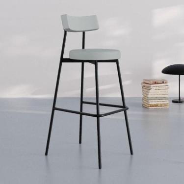 Imagem de Banqueta Alta Stout Revestimento Sintético Est.Preta - Metalig