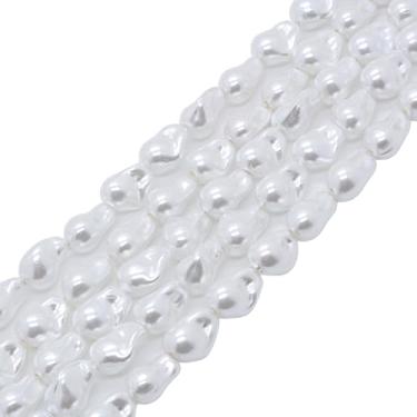 Imagem de Pérolas revestidas brancas naturais de água doce barrocas cultivadas pérolas pérolas soltas contas soltas faça você mesmo fabricação de joias 38 cm