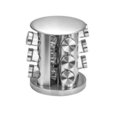 Imagem de Porta Condimentos Temperos Giratorio Inox 12 Potes de Vidro Redondo Ke Home