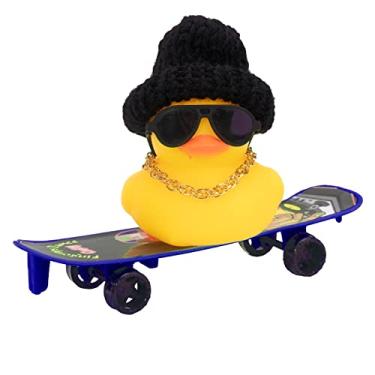 Imagem de wonuu Enfeite De Pato Para Painel Carro, Decoração Borracha Acessórios Com Mini Chapéu, Colar, Óculos Sol, Cadeira Ou Skate