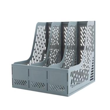 Imagem de Organizador de arquivos de mesa Classificação de contrato informações documentos armazenamento Rack arquivo mesa escritório(Gray)