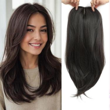 Imagem de Topper de cabelo Molefi, mechas sintéticas em camadas de 18 polegadas 