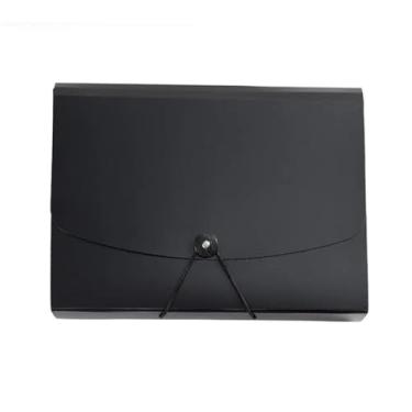 Imagem de Pastas A4 grande contrato de documento papel arquivo organizador capacidade pasta multi-camada expansão classificação saco armazenamento desktop(Preto)