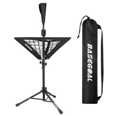 Imagem de BaseGoal Camiseta de beisebol, softball, viagem, portátil, tripé de borracha, para treino de rebatidas, com suporte de beisebol e bolsa de transporte