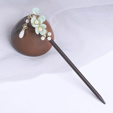 Imagem de Grampo de cabelo de borla de flor de madeira para mulheres antigo grampo de cabelo fantasia Hanfu chinês acessórios de cabelo grampos de cabelo