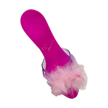 Imagem de KiBcsLic Princesa Vestir Sapatos Vestir Crianças Saltos Decoração Brilhante Versátil Brinquedo Sandálias de Geléia para Meninas para Aniversário Dia, Rosa com Pena