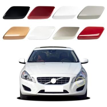 Imagem de Goholy Capa de arruela de farol de para-choque dianteiro de carro compatível com Volvo V60 S60 2011 2012 2013 Tampa de bicos de arruela de farol 39802681 39802699 Capa de spray de água preta lado