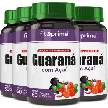 Imagem de Kit 4 Guaraná Com Açai 60 Cápsulas 750Mg Fitoprime