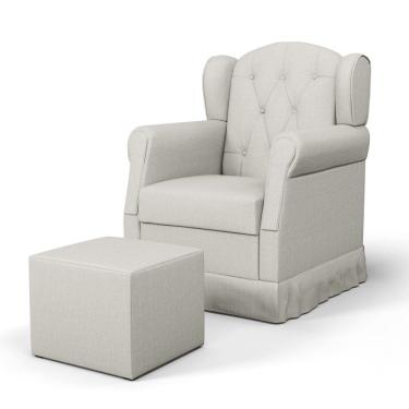Imagem de Poltrona de Amamentação Fixa com Puff Letícia Linho Off White - Phoenix