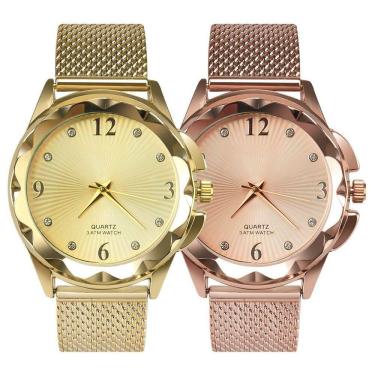 Imagem de Kit 2 Relogio Feminino Banhado Qualidade Prova Dagua