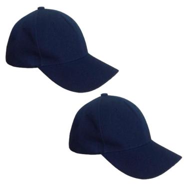 Imagem de Kit 2 Bonés Chapeu Bombeta Ajustável Liso Aba Curva Azul