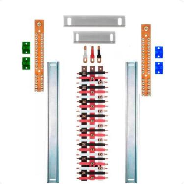 Imagem de Kit Barramento Trifásico Isolado 100A para 46 Circuitos com Placa de P