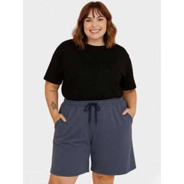 Imagem de Bermuda de Moletom Plus Size Feminino Chumbo Shorts de Moletom Plus Si