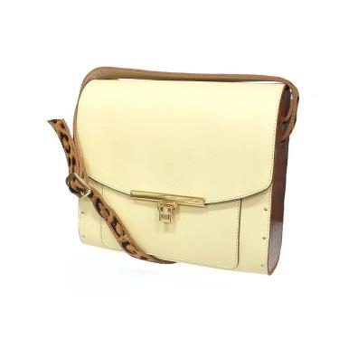 Imagem de Bolsa Couro Com Lateral Em Madeira Grande Alça Animal Print