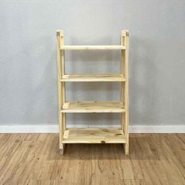 Imagem de Aparador de Madeira Pinus Linea de 4 Prateleiras Slim Natural - ArtFac