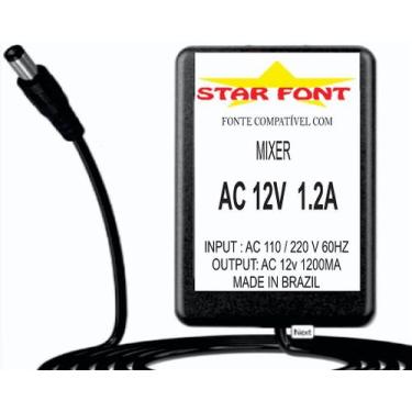 Imagem de Fonte AC 12V 1.2A para DJ Mixer Vestax AC-14 - Bivolt - Starfont