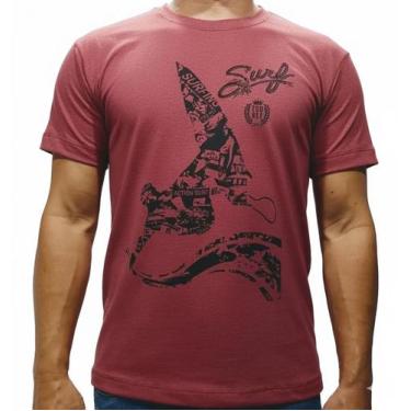 Imagem de kit 5 camiseta masculina algodão estampada marca toqref, Vinho, M
