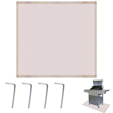 Imagem de Tapete grande para fogueira de 100 x 100 cm com 4 pregos, cobertor à prova de fogo e resistente ao calor para fogão sob solo e todas as fogueiras, protege decks de madeira, grama e gramados (bege