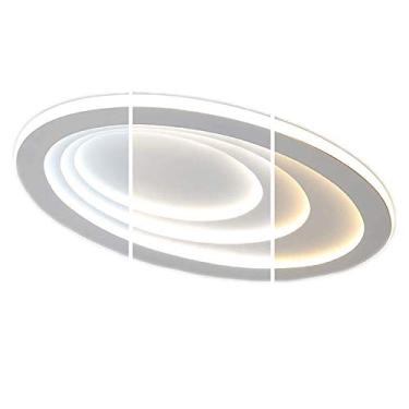 Imagem de Luminária de teto LED branca para sala de estar, luminária moderna de design oval e redondo, luminária de teto moderna, criativa para quarto, cozinha, ilha, bar, sala de jantar, iluminação d