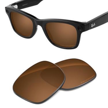 Imagem de Tintart Lentes de substituição de desempenho compatíveis com RayBan Meta Wayfarer RW4006 50 mm policarbonato polarizado gravado-porca marrom