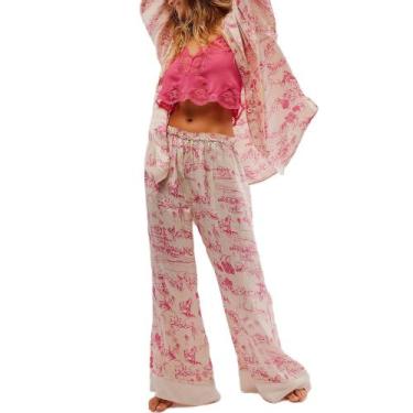 Imagem de Conjunto de pijamas femininos Fnkro, floral, manga comprida, com botõe
