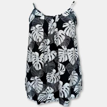 Imagem de Blusa Bata Alça Com Regulagem Viscose Estampada Gg Plus Size - Sarat M