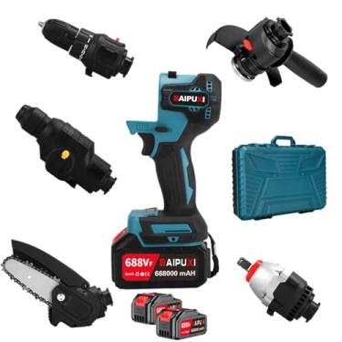Imagem de Furadeira EléTrica Sem Fio 5 Em 1, Kit Combinado, 2 Baterias, Com Furadeira/Martelo/Esmerilhadeira Angular/Chave/Serra EléTrica Para Bricolage E ConstruçãO