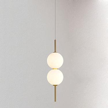 Imagem de YQSLQZZ Luminária pendente de esfera de vidro, luminária decorativa de cabeceira moderna, luzes de teto suspensas, corredor de jantar, ilha de cozinha, lustre dourado