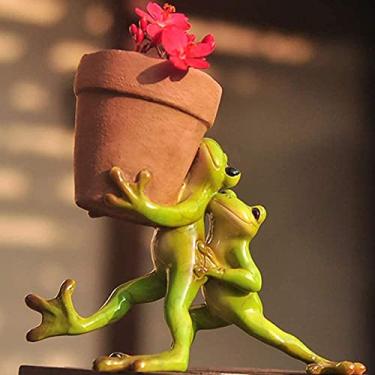 Imagem de 8SSAZZAT Cacto, suculenta, erva, flor, jardim, quintal, pátio, sapo, planta, vaso de flores, decoração (B+12 * 12 * 19 cm) (C+14,5 * 8 * 13,5 cm)