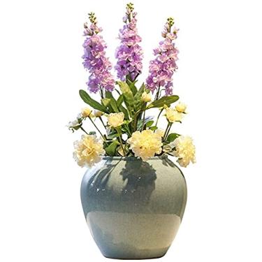 Imagem de Vaso sepultura quarto hotel casa decoração flor rachadura esmalte simulação floral flores vaseartificiais bancada cerâmica para flores