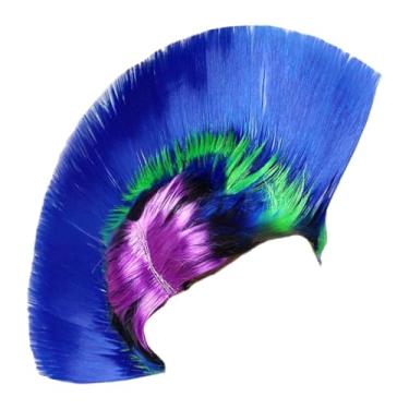 Imagem de Baoblaze Peruca Moicano Arco-Íris Peruca Roqueira Colorida para Performance de Palco em Festival de Máscaras, Azul