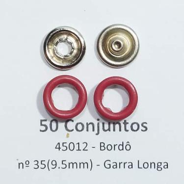 Imagem de Botões de Pressão Nº 35 Tic-Tac Colorido Latão Variados Bordô 9,5mm 50