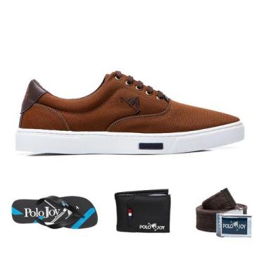 Imagem de Sapatênis Casual Kit com Chinelo Carteira Cinto Dia a Dia - Polo Joy, 