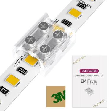 Imagem de Conectores de fita LED EMITEVER, 2 pinos, sem solda, 8 mm, pacote com 