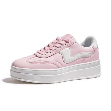 Imagem de Tênis modernos LUCKY STEP Platform Suede Leather para mulheres