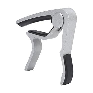 Imagem de Cryfokt Acessórios para Instrumentos de Cordas de Capo de Guitarra de Liga de Zinco Ajustável 6 Cordas Guitarra Elétrica Banjo Bandolim Ukelele Capo + 5 Palhetas de Celulóide Acessórios para (Prata)