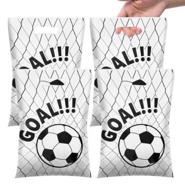 Imagem de Agaommio Sacos de brinde de futebol, lembrancinhas de festa, 50 peças de sacolas de presente de futebol para equipe, lanches e doces, decorações de festa de futebol, suprimentos de aniversário
