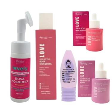 Imagem de Max Love Kit Facial Rosa Mosqueta, Mousse de Limpeza 150ml, Água Micelar 300ml, Sérum Facial 30ml, Máscara Peel Off 50g, Tratamento Completo para Poros e Hidratação