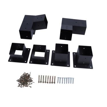 Imagem de Estink 3 Way Suporte para Pergolado, Conjunto de Suporte de Telhado Inclinado de 15 Graus Kit de Montagem para Pergolado Em Aço Liga Preta para Postes de Madeira 4x4 Pol Com Furos