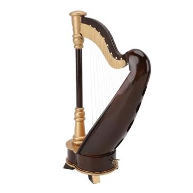 Imagem de Zerodis Mini Harp Modelo de Decoração Modelo Réplica Musical Artesanato Com Música Musical Coleção de Arte Decoração para Mesa de Mesa Livraria Mini Harp Modelo, 25cm Miniature Harp Musical Mini