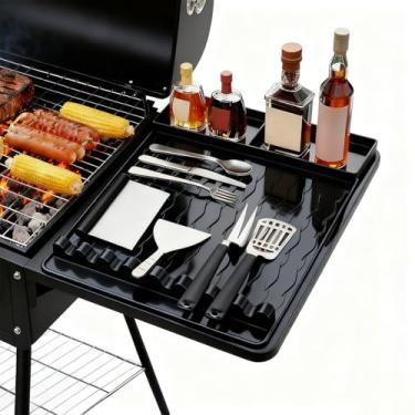 Imagem de Jalopink Tapete de silicone para churrasqueira compatível com Blackstone, 40 x 29 cm, resistente ao calor, tapete de espátula para uso externo, cozinha, acessórios reutilizáveis para chapa (preto)