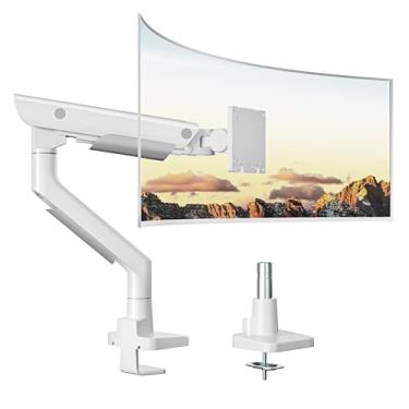 Imagem de monTEK Braço de monitor de alumínio premium para telas Ultrawide de 17 a 57 polegadas de até 26,8 kg, suporte de mesa única com mola a gás ajustável, placa VESA de liberação rápida, conjunto de 10