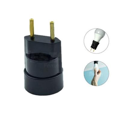 Imagem de Soquete Pino Porta Lâmpada Adaptador E27 Bocal Tomada Preto Bivolt - P