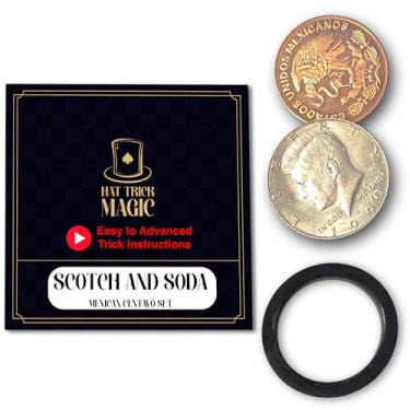 Imagem de Hat Trick Magic - Adult Magic Tricks for Beginners, Intermediate, Professional Illusionist - Vanishing, Teleporting, Transforming Coin Illusions (Scotch and Soda (Mexican Centavo))