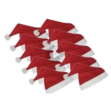 Imagem de Kit 200 Gorros de Natal Touca Papai Noel Tradicional Vermelho