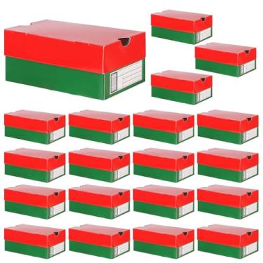 Imagem de 20 caixas de mini tênis para lembrancinhas de festa, 12 x 6 x 5 cm, vermelho e verde, mini caixa de presente esportiva pequena para doces, lanches de casamento, férias, Natal, festa de aniversário (20