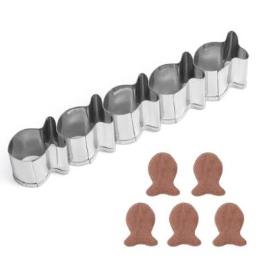 Imagem de Cortador de biscoito Goldfish de aço inoxidável com 5 cavidades, mini moldes de peixe dourado para assar massa antiaderente, perfeito para biscoitos em forma de animal