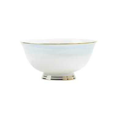 Imagem de Conjunto de pratos de mesa de hotel de cor azul de tinta cerâmica, utensílios domésticos requintados resistentes ao calor - tigela de 15 cm