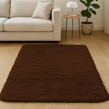 Imagem de Carpete, Tapete Sala Grande, 1,00x1,50 Sala Quarto Felpudo Premium，Antiderrapantes e Macios(Marrom)